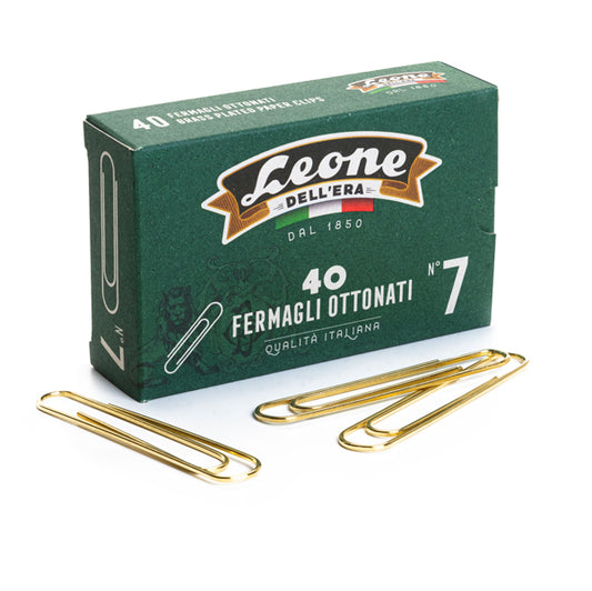 LEONE - FO7 - Fermagli ottonati supergiganti - n. 7 - 7,5 cm - oro - Leone - conf. 40 pezzi