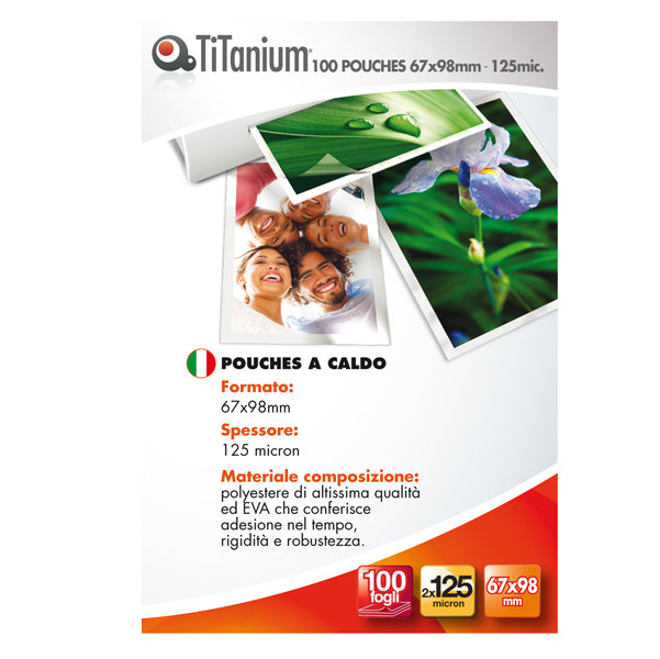 TITANIUM - PP525-10T - Pouches - badge - 67x98 mm - 2x125 micron - Titanium - conf. 100 pezzi