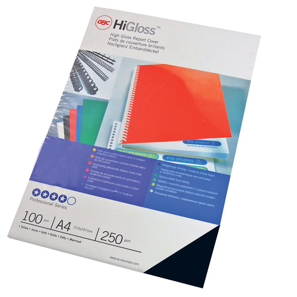 GBC - CE020010 - Copertine HiGloss per rilegatura - A4 - 250 gr - cartoncino lucido - nero - GBC - conf. 100 pezzi