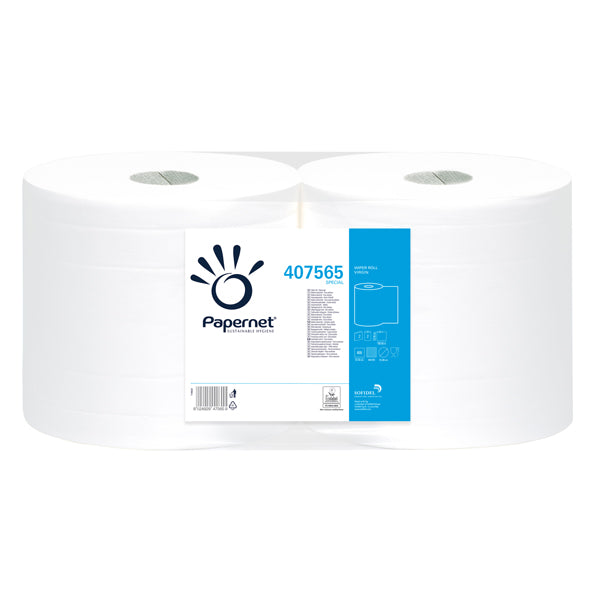 PAPERNET - 407565 - Bobina asciugatutto Special - 2 veli - microgoffrata - 18 gr - diametro 25 cm - 23,4 cm x 180 mt - bianco - Papernet