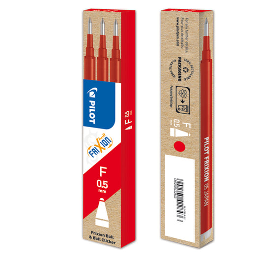PILOT - 006572 - Refill sfera a scatto Frixionball Clicker - punta 0,5mm  - rosso - Pilot - conf. 3 pezzi