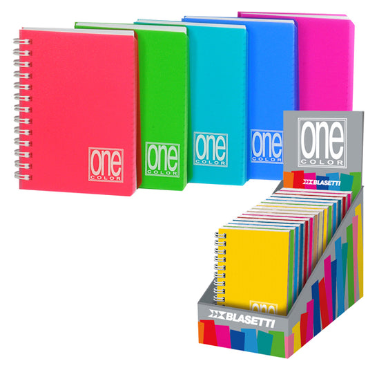 BLASETTI - 5459 - Miniquaderno One Color - A6 - forato - 1 rigo - 80 fogli - 80 gr -  spiralato - copertina PPL - Blasetti - expo 14 pezzi