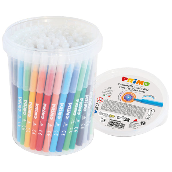 PRIMO - MOROCOLOR - 614PEN96B - Pennarelli  punta fine - colori assortiti - Primo - secchiello 96 pezzi