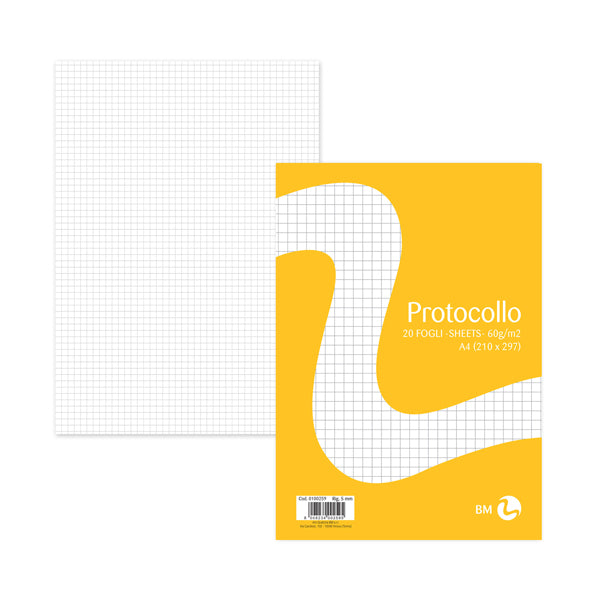 BM - 0100259 - Foglio protocollo - A4 - 5 mm - 60 gr - BM - conf. 20 pezzi