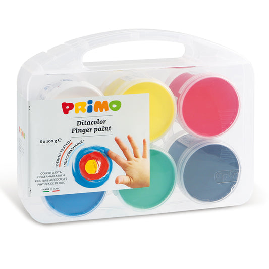 PRIMO - MOROCOLOR - 221TD100SP - Ditacolor colori a dita - 100ml  - c-pennello - Primo - valigetta 6 colori