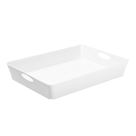 ROTHO - F711240 - Vassoio multiuso Living Box - 37,5 x 26,6 cm - altezza 6 cm - bianco - Rotho