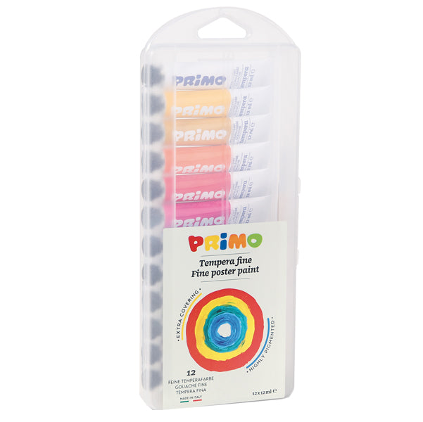 PRIMO - MOROCOLOR - 448T12AP - Tubi tempera - 12 ml - colori assortiti - Primo - astuccio 12 pezzi