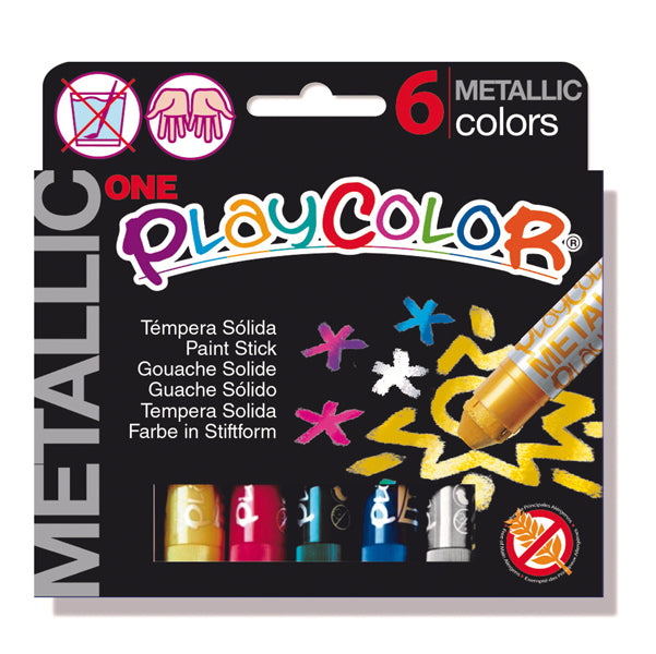Istant - 10321 - Tempera solida in stick Playcolor - 10gr - colori assortiti - Instant - astuccio 6 stick metal
