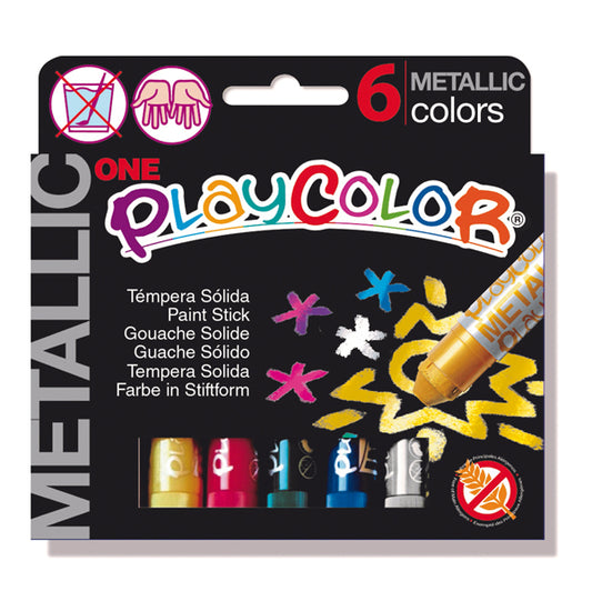 Istant - 10321 - Tempera solida in stick Playcolor - 10gr - colori assortiti - Instant - astuccio 6 stick metal