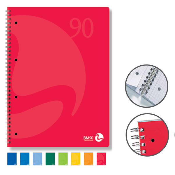 BM - 0105338 - Quaderno Colors - A5 - quadretto 4mm - 60 fogli - 90gr - 4 fori microperforato - spiralato - BM