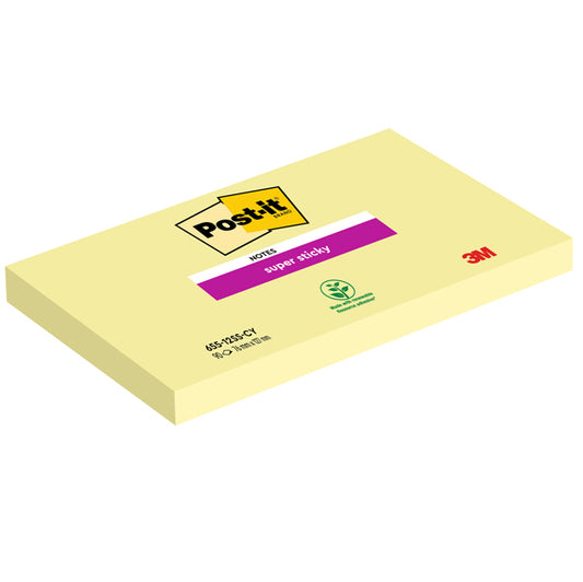 POST-IT - 7100290175 - Blocco foglietti Super Sticky - 655-12SS-CY - 76 x 127 mm - giallo Canary - 90 fogli - Post it