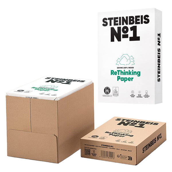 STEINBEIS - 6832 - Carta riciclata al 100 senza legno - A3 - 80 gr - bianco - Steinbeis - conf. 500 fogli