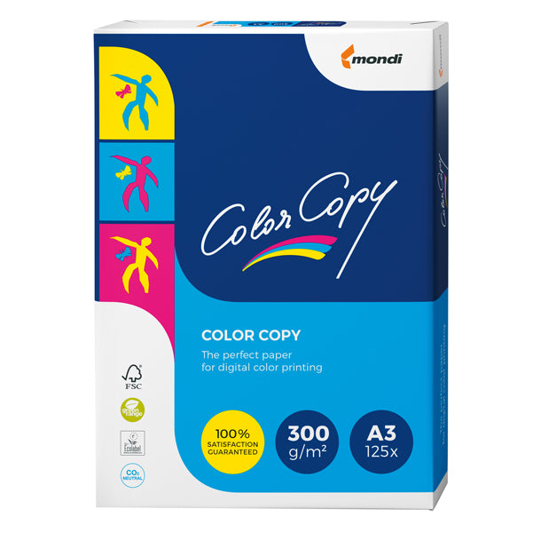 MONDI - 6392 - Carta Color Copy - A3 - 300 gr - bianco - Mondi - conf. 125 fogli