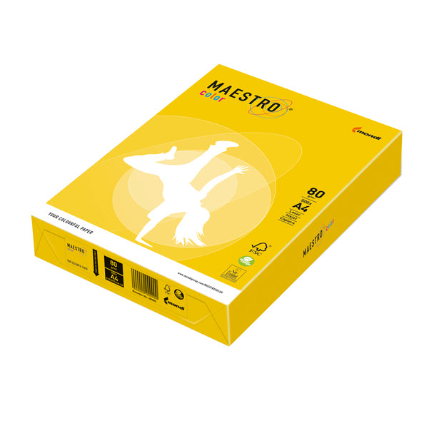 MONDI - 7042 - Carta Maestro Color - A4 - 80 gr - giallo forte IG50 - Mondi - conf. 500 fogli