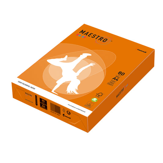 MONDI - 7020 - Carta Maestro Color - A4 - 80 gr - arancio forte OR43 - Mondi - conf. 500 fogli