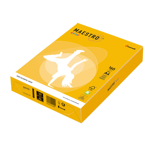 MONDI - 7242 - Carta Maestro Color - A4 - 160 gr - giallo forte IG50 - Mondi - conf. 250 fogli