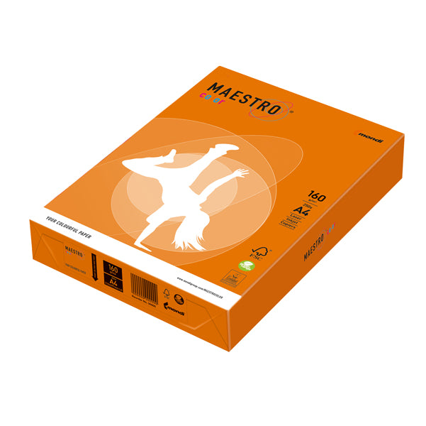 MONDI - 7220 - Carta Maestro Color - A4 - 160 gr - arancio forte OR43 - Mondi - conf. 250 fogli