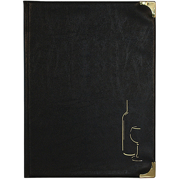 SECURIT - MC-BRWC-BL - Carta dei vini Basic - A4 - 31,5 x 24 cm - PVC - nero - 4+2 buste fisse incluse - Securit