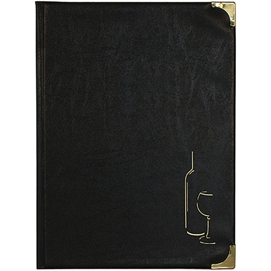SECURIT - MC-BRWC-BL - Carta dei vini Basic - A4 - 31,5 x 24 cm - PVC - nero - 4+2 buste fisse incluse - Securit