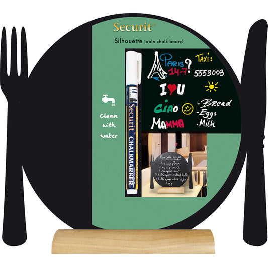 SECURIT - FBT-PLAT - Lavagna da tavolo Silhouette - 24 x 25 cm - forma piatto - nero - Securit