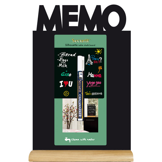 SECURIT - FBT-MEMO - Lavagna da tavolo Silhouette - 34,5 x 21 cm - forma memo - nero - Securit