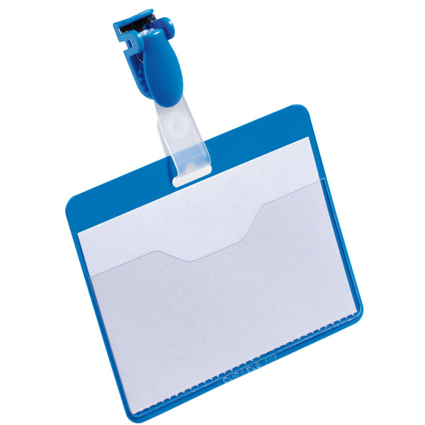 DURABLE - 8106-06 - Portanome a tasca aperta - clip in plastica - 6 x 9 cm - blu - Durable - conf. 25 pezzi