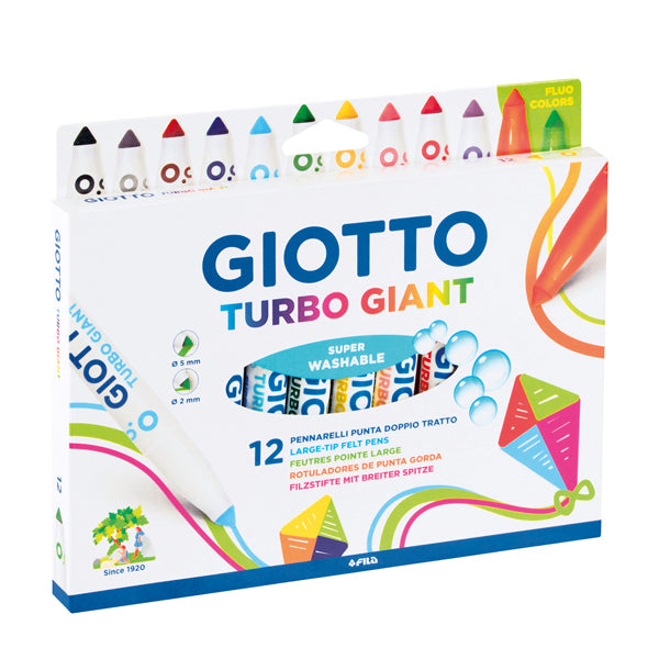 GIOTTO - 432000 - Pennarelli Turbo Giant classici - 2 colori neon - Giotto - astuccio 12 pezzi