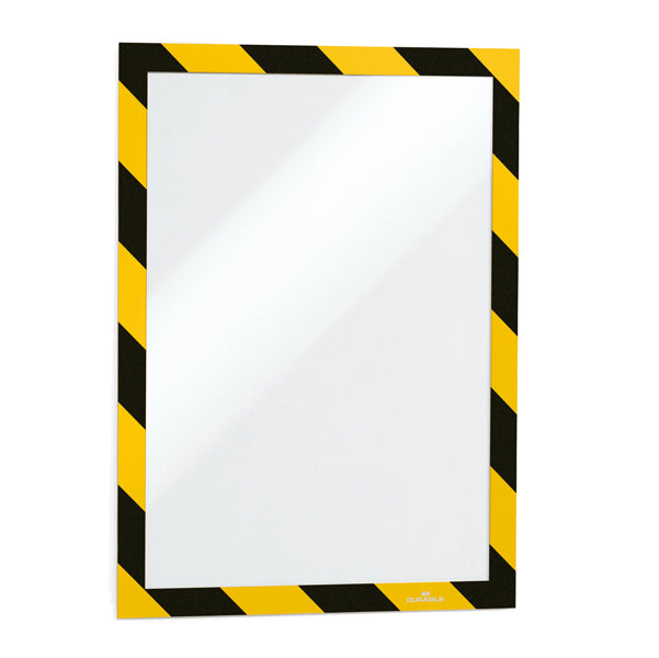 DURABLE - 4944-130 - Cornice Duraframe Security - adesiva - pannello magnetico - A4  (21 x 29,7 cm) - giallo-nero - Durable