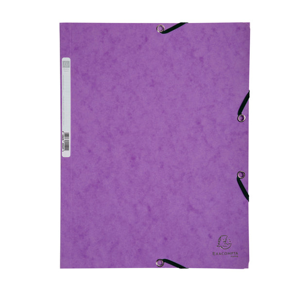EXACOMPTA - 55508E - Cartellina con elastico - cartoncino lustrE' - 3 lembi - 400 gr - 24x32 cm - viola - Exacompta