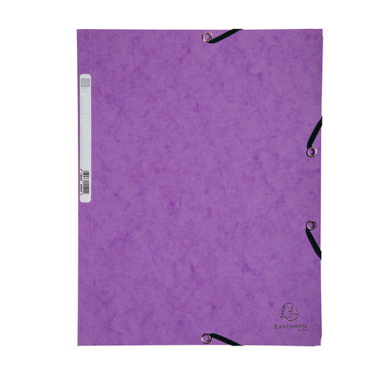 EXACOMPTA - 55508E - Cartellina con elastico - cartoncino lustrE' - 3 lembi - 400 gr - 24x32 cm - viola - Exacompta