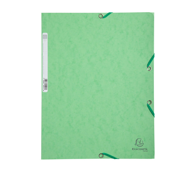 EXACOMPTA - 55513E - Cartellina con elastico - cartoncino lustrE' - 3 lembi - 400 gr - 24x32 cm - verde tiglio - Exacompta