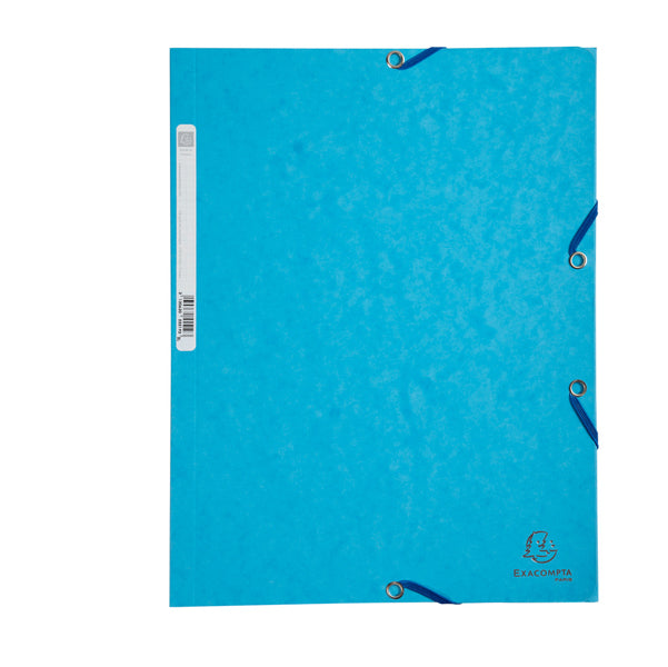 EXACOMPTA - 55519E - Cartellina con elastico - cartoncino lustrE' - 3 lembi - 400 gr - 24x32 cm - turchese - Exacompta