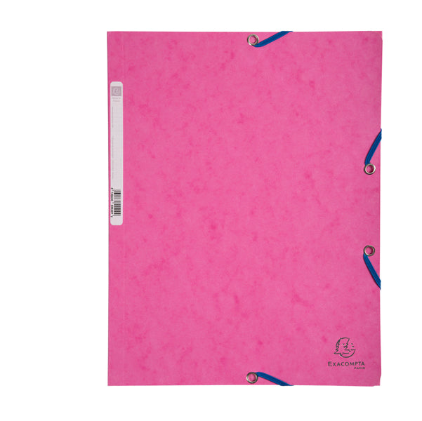 EXACOMPTA - 55520E - Cartellina con elastico - cartoncino lustrE' - 3 lembi - 400 gr - 24 x 32 cm - rosa - Exacompta