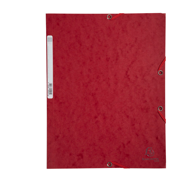 EXACOMPTA - 55525E - Cartellina con elastico - cartoncino lustrE' - 3 lembi - 400 gr - 24x32 cm - rosso ciliegia - Exacompta