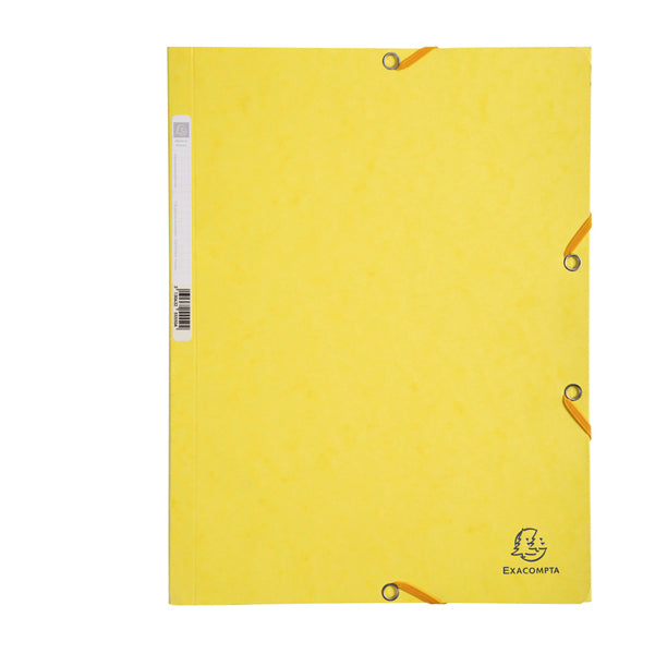 EXACOMPTA - 55529E - Cartellina con elastico - cartoncino lustrE' - 3 lembi - 400 gr - 24x32 cm - giallo limone - Exacompta