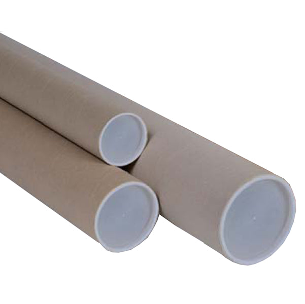 POLYEDRA - 127027 - Tubo - con doppio tappo trasparente - diametro 10 cm - H 50 cm - cartone - avana - Polyedra