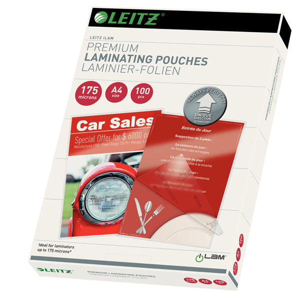 LEITZ - 74830000 - Pouches ILam - A4 - 216x303 mm - 2x175 micron - Leitz - conf. 100 pezzi