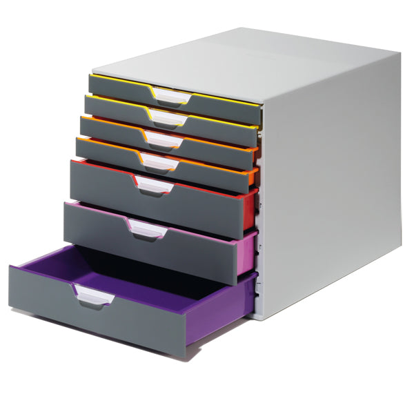 DURABLE - 7607-27 - Cassettiera Varicolor  - 28 x 35,6 x 29,2 cm - 7 cassetti  - Durable