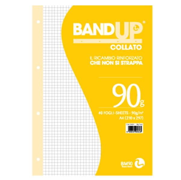BM - 0106433 - Blocco collato BandUp - fori rinforzati - A4 - quadretto 5mm - 40 fogli - 90gr - BM