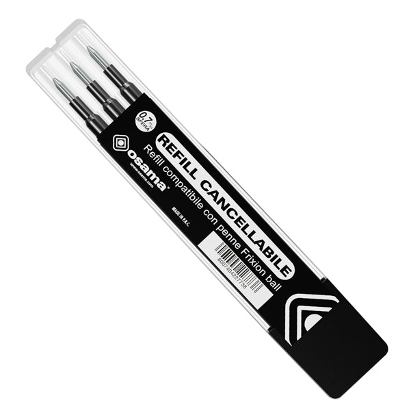 OSAMA - OW 10136 N - Refill per penne gel cancellabili - punta 0,7 mm - nero  - Osama - conf. 3 pezzi
