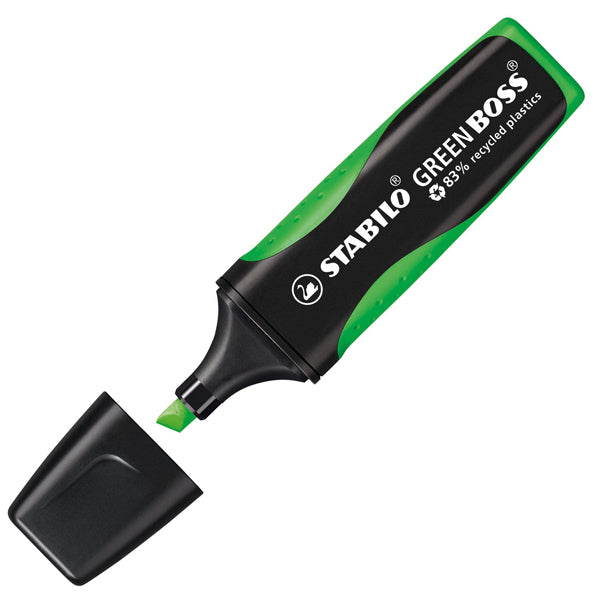 STABILO - 6070-33 - Evidenziatore Green Boss - punta a scalpello - tratto 2 - 5 mm - verde 33 - 83 plastica riciclata - Stabilo