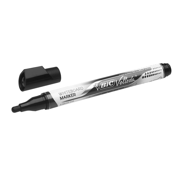 BIC - 902088 - Marcatori Whiteboard Marker Velleda liquid Ink - punta tonda 2,2mm - nero - Bic