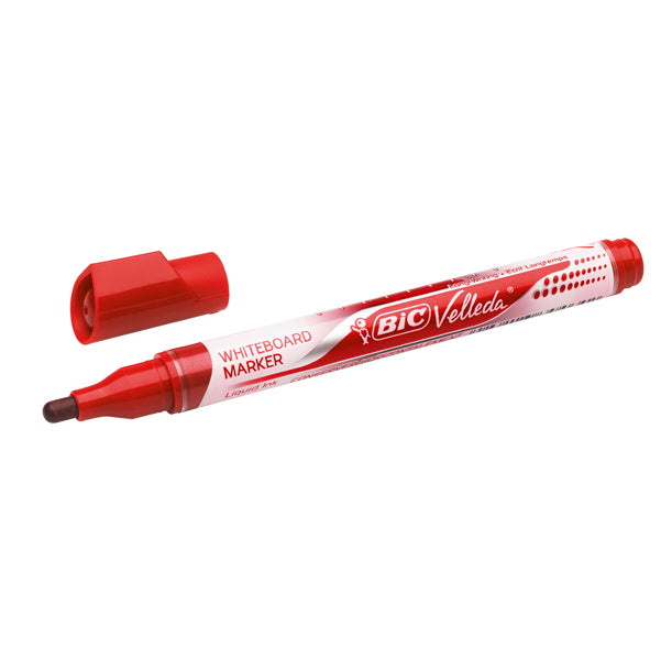 BIC - 902089 - Marcatori Whiteboard Marker Velleda liquid Ink - punta tonda 2,2mm - rosso - Bic