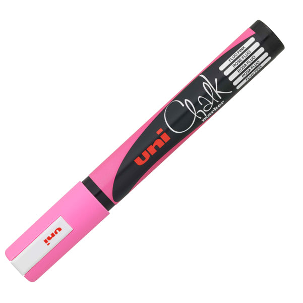 UNI MITSUBISHI - M PWE5M RAF - Marcatore a gesso liquido Uni Chalk Marker - punta tonda da 1,80-2,50mm - rosa fluo - Uni Mitsubishi
