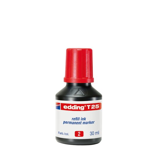 EDDING - E-T25 002 - Ricarica Inchiostro per Marcatore Permanente - contenuto 30ml - rosso - Edding