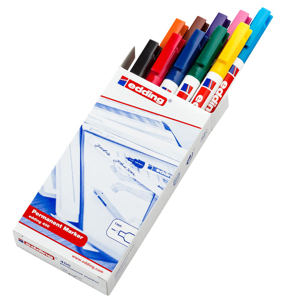 EDDING - E-400-10S - Marcatore permanente Edding 400  - punta conica - tratto  2,00mm a 4,00mm - astuccio 10 colori assortiti - Edding