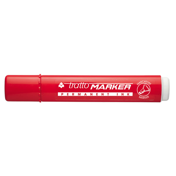TRATTO - 840102 - Marcatore permanente Marker - punta a scalpello - tratto 6,50mm -  rosso  - Tratto