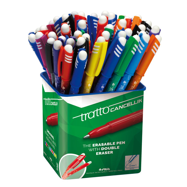 TRATTO - 826500 - Barattolo Penna a sfera cancellabile Cancellik - punta 1,0mm - colori assortiti  - Tratto - conf. 50 pezzi