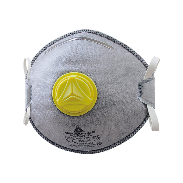 DELTAPLUS - M1200VWC - Mascherina filtrante FFP2  - per vapori organici - con valvola - monouso - Deltaplus - conf. 10 pezzi (imbustati singolarmente)
