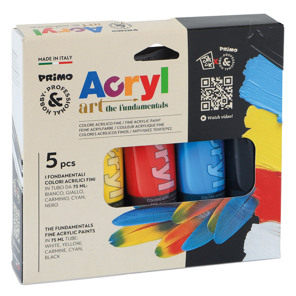 PRIMO - MOROCOLOR - 421TATM5 - Colori Acryl - 75ml - colori assortiti - Primo - astuccio 5 colori